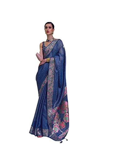 Sari traditionnel bleu royal pour mariage et fêtes indiennes