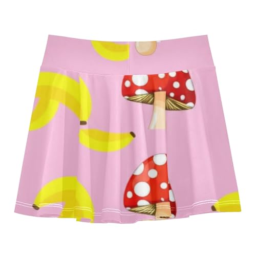 Custom Athletic Shorts for Girls Skorts Toddlers Tennis Skirts School Mushrooms Yellow Banana Pink 4t2