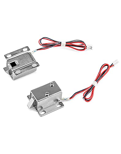 QWORK Electromagnetic Solenoid Lock, 4 Pcs Mini Door Drawer Tongue Down DC 12V Slim Design Assembly for Cabinet Door Drawer Safety Lock by QWORK - Used condition - Image 4