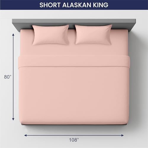 Image of SGI 108 inchx80 inch 4 Pc Short Alaskan King Sheet Set 600 TC 15 inch Deep, Peach