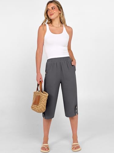 Image of ANRABESS Womens Wide Leg Capri Pants Elastic Waist Casual Loose Lounge Trousers 2026 Summer Flowy Beach Vacation Clothes