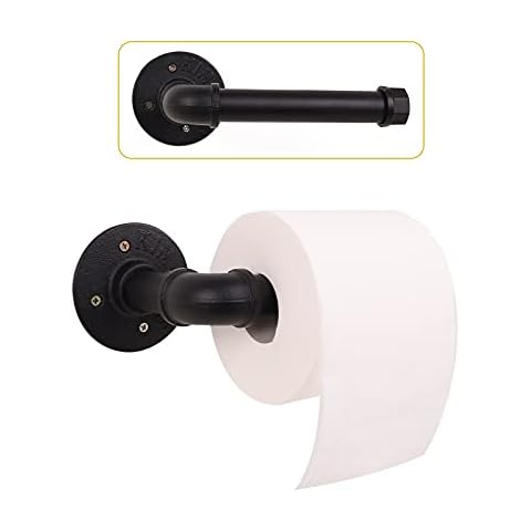 Fobule 8 Inch Pipe Paper Towel Holder Industrial Black Iron Pipe Rustic Home Pipe Decor Farmhouse Wall Mount Towel Shelf for Bathroom(1 pcs) Cover