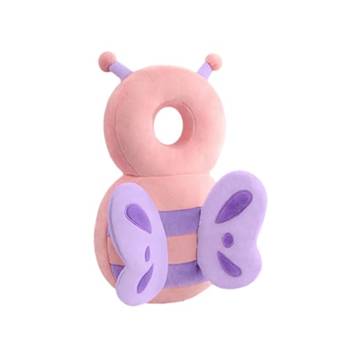 BORDSTRACT Cartoon Baby Head Protector Backpack, Soft, Breathable, and Adjustable, for 0-3 Years Old(Pink Butterfly Plush)