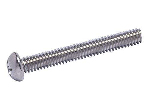 1/4"-20 X 2" Stainless Phillips Round Head Machine Screw, (25pc), Coarse Thread, 18-8 (304) Stainless Steel, by Bolt Dropper