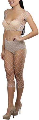 Image of ToBeInStyle Women's Spandex Multi Net Fishnet Set Rave Novelty Party Crop Top & Tights