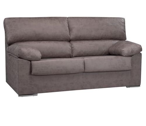 Mobelcenter, Sofá 3 Plazas Rub Tela Magnol Cemento Microfibra algodonada, Acabado Color Gris, Medidas: Ancho: 180 cm x Fondo: 85 cm x Alto: 100 cm (1439)