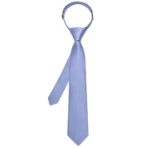 Image of Hi-Tie Pretied Boys Ties Solid Color Kids Adjustable Necktie Lapel Pin Clip Set Age 8-12 Wedding School Graduation