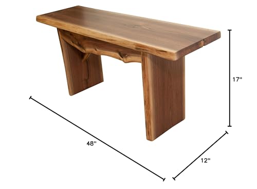 Image of Rustic Red Door Co. Live Edge Wood Bench for Dining Table, Entryway, Bedroom, Living Room Accent, Solid Wooden Slab, Rustic Furniture, 3' Long, Walnut Wood with Clear Coat