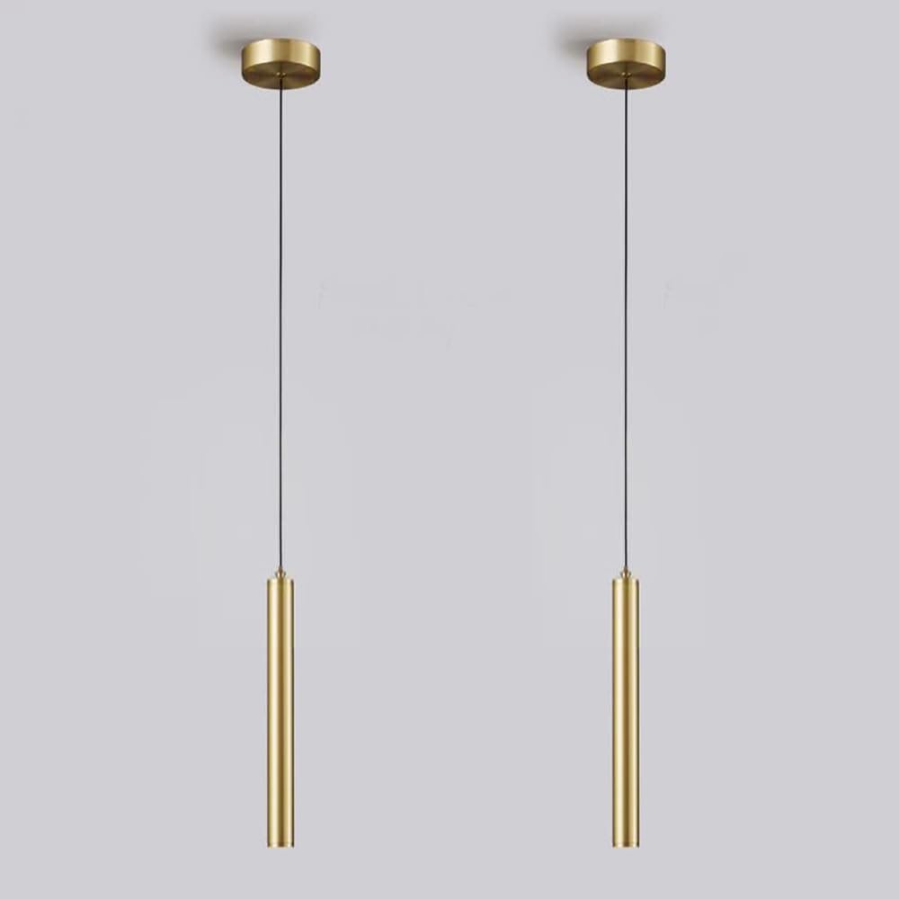 2 Pezzi Lampada a sospensione LED Lampadario Moderno Design Minimalista Lampada da soffitto LED Dorato Plafoniera Alluminio per Sala da pranzo Camera da letto Soggiorno