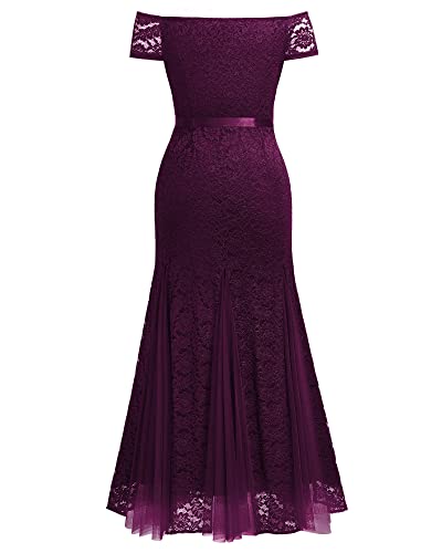 Image of Miusol Women's Plus Size Formal Off Shoulder Vintage Floral Lace Mermaid Maxi Evening Party Dress