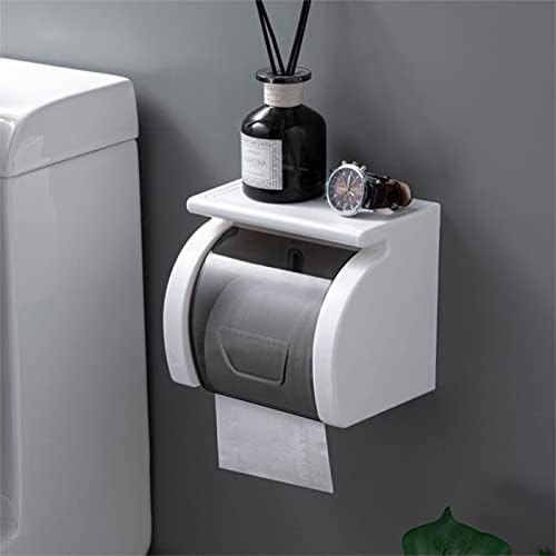 Beruyu Self Adhesive Toilet Paper Holder with Shelf, Waterproof Toilet Paper Holder