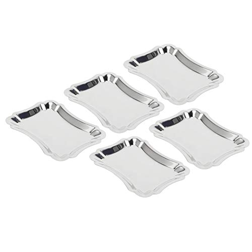 ZPSHYD Juego de 5 platos rectangulares de acero inoxidable, diseño de borde de encaje, tamaño L, bandeja de servir, plato de almacenamiento de toallas, 35 x 25 cm