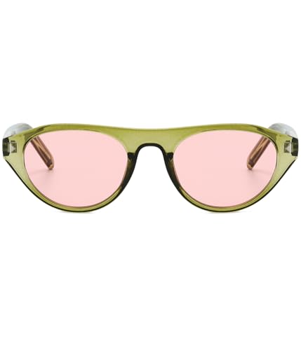 Image of EYLRIM Retro Oval Cat Eye Sunglasses for Women Men Trendy Flat Top Narrow Cateye Shades UV400 Protection