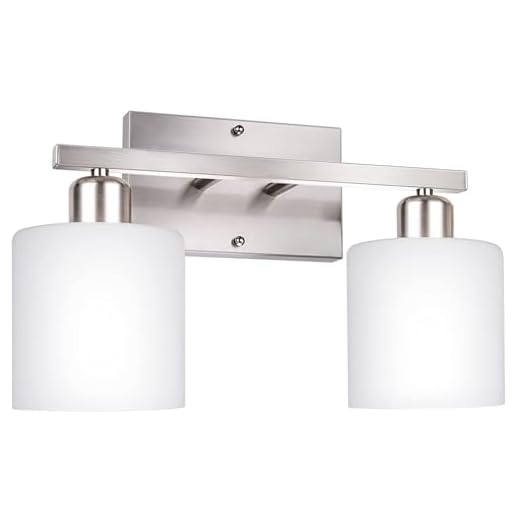Bathroom Vanity Light Fixture Over Mirror with Brushed Nickel,Dekang Modern 2-Light Wall Sconces Lighting for Bedroom,Living Room,Hallway,Decor White Glass Shades,E26 Standard Base,Bulbs Not Included