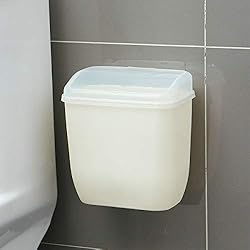 Papelera Pared Caja de almacenamiento de papelera para montar en la pared con tapa, adhesivo mágico creativo para pared, baño, cocina, papelera de residuos de plástico, polipropileno, ver imagen, talla única