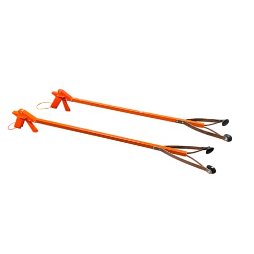 Image of ArcMate Orange-U-Tongs PRO Grade Litter Pick up Tool, Elastic Lanyard, Suction Cup Reacher Grabber for Indoor or Outdoor Use, 33 inch Reach, 5lb. Pick Up Capacity, Orange, 36 inch, 2 Pack (7702-2)