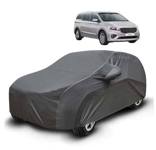 Image of Auto Hub Waterproof Car Cover Compatible with Kia Carnival with Mirror Pockets, Soft Cotton Lining, Carnival Car Cover Waterproof, Grey