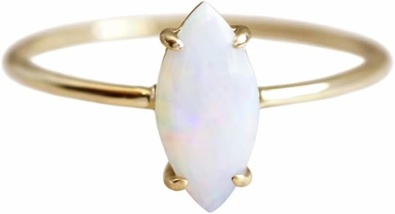 Marquise Shape Opal Gemstone Ring 925 Sterling Silver Handmade Wedding Promise Ring Gift For Women Unique Style Solitaire Enagegement Ring Birthday Present