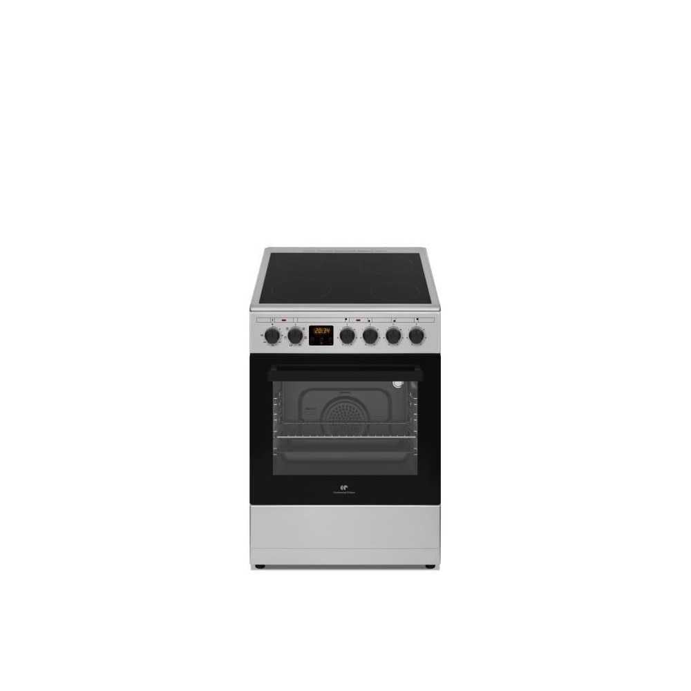 Cuisiniere vitrocéramique CONTINENTAL EDISON CECV50FCS - 4 feux - L49.5 x H82.7 xP58 cm- Silver