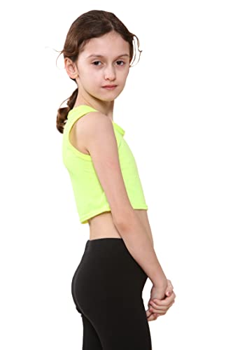 Image of Kids Girls Neon Fluorescent Vest Crop Tops T-Shirt Tee Top Dance Wear Gymnastic Fancy Dress Age 5-14 Years