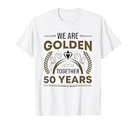 Romantic wedding anniversary gifts to celebrate 50 years together after your wedding. 50 married years together. 50th anniversary wedding matching couple motif with wedding rings as symbol. Lightweight, Classic fit, Double-needle sleeve and bottom he...