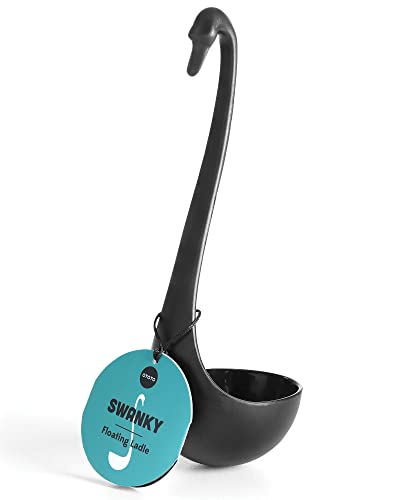 Swanky Soup Ladle by OTOTO - Soup Spoon, Silicone Spoon, Gravy Ladle, Floating Soup Ladles for Serving - Swan Ladles For Cooking
