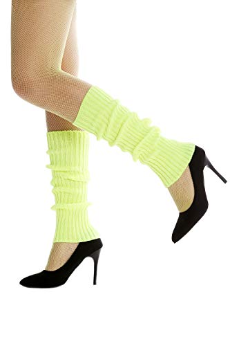 dressmeup - W-020A-yellow Stulpen Beinwärmer Beinstulpen im 80er Jahre Stil Gelb Neongelb Aerobic