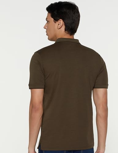 Peter England Men's Premium Regular Fit Half Sleeve Polo T-Shirt with Pocket | Cotton Rich | Birds Eye Interlock Weave