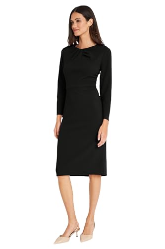 Maggy London Women's Dresses Long Sleeve Tucked Jewel Neck Sheath Career Office Wear Work Dress2