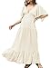 Kikibell Women's Summer Dresses FP Dupes Dress Sun Dresses Women Summer Casual Engagement Dresses for Photoshoot Beige L