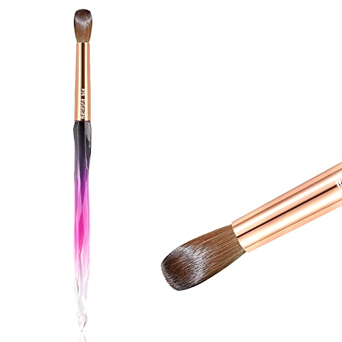 100% Pure Kolinsky Acrylic Nail Brush Size 14, Round Oval Crimped Nail Art Brush Purple Crystal Handle Acrylic Powder Professional Nail Art Manicure Pedicure Tool for DIY Home Salon