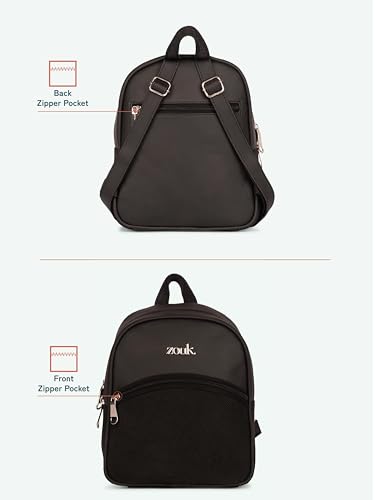 Image of ZOUK Dalila Mini Daypack | Stylish Small Backpack for Women | Compact | Bag for Girls | Daily College Use | Travel Day Pack | Vegan Leather | Handcrafted | Water-Resistant