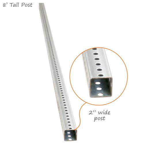 SmartSign Square Sign Post - 8 Feet Tall and 2" Wide Galvanized Steel Post, 7/16 Inch Diameter Mounting Holes, Made in USA