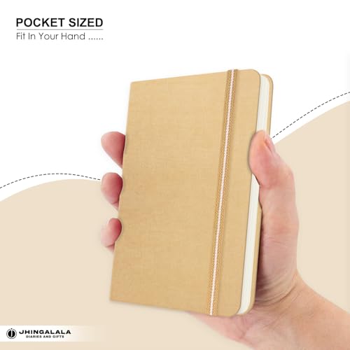 Image of Jhingalala Diaries - Fabric Cover Hardbound Pocket Journal Notebook I Fabric Series Journal Diary For Girls and Women I Pocket Diary With Elastic Closure I Size A6 I 192 Ruled Pages (Peach Yellow)