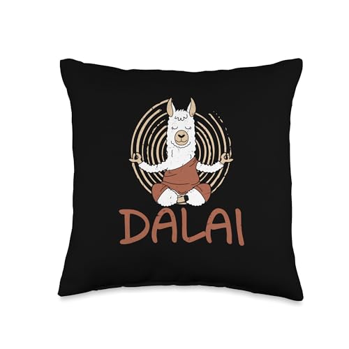 Dalai Lama Llama Does Yoga Meditation With Buddhism Alpaca Throw Pillow