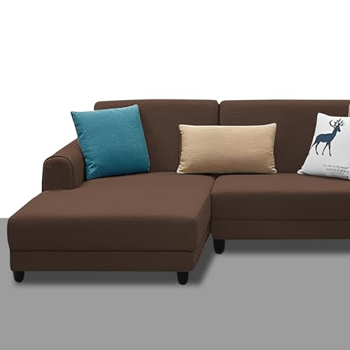 Image of Kraven LHS 4 Seater L Shape Sofa Set for Living Room (Brown Fabric) Premium Fabric Sofa