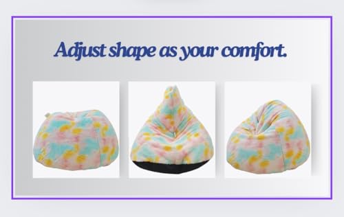 Image of New Tie Dye Rainbow Design Furry, Bean Bags with Beans Filled, Chair. Premium and Luxurious Fur Bean Bag with thermocol Balls XXXL (Floral)