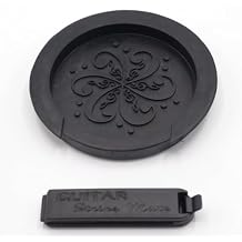 Acoustic Guitar Mute & Soundhole Cover, 2-Pack Rubber Effective String Silencer & Feedback Buster, Compatible with 4-Inch Soundholes - Black