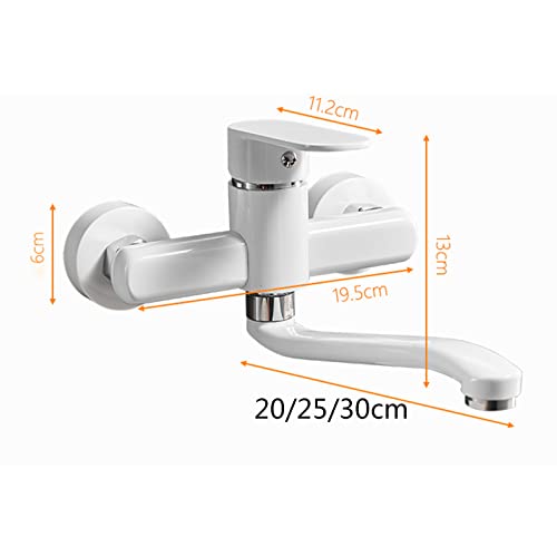 Robinet de cuisine mural blanc en laiton mitigeur double trou 25cm