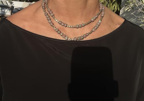 Collier ras-du-cou double rang vert blanc rouge et or 39 cm - 3