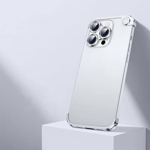 Coque iPhone 14 Pro anti-choc en métal avec coussinets d'angle argent