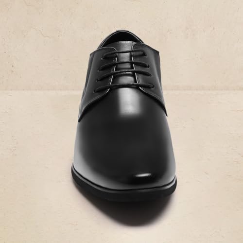 Image of CHAMARIPA Elevator Shoes for Men Derby Oxford Dress Shoes Black | Invisible Height Increase Derby Oxford Shoes Built-in System 2.76 or 3.15 Inches Taller Formal Business Shoes US 7.5-12.5