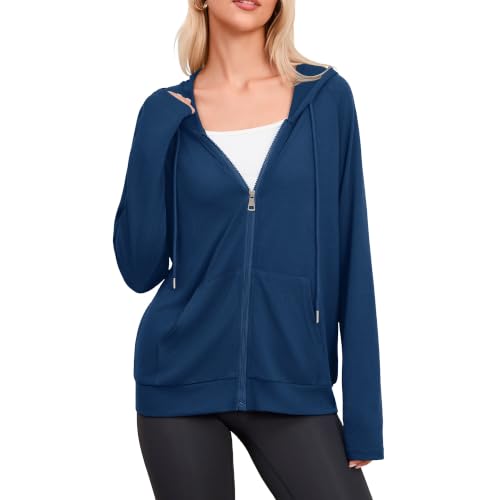Image of Witsmile Zip Up Hoodie Women Oversized Sweatshirt Long Sleeve 2026 Fall Outfit Lightweight Jackets Workout Clothes