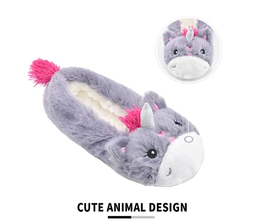 Panda Bros Womens Cozy&Warm Animal Slipper Socks With Grippers-House Socks(Gray Unicron,8-10) #TOP2