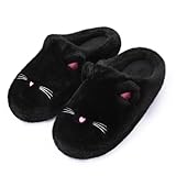 Fuzzy Cat Slippers for Women, Funny Animal House Shoes with Soft Memory Foam, Comfy Plush Warm Slip-on Slippers
