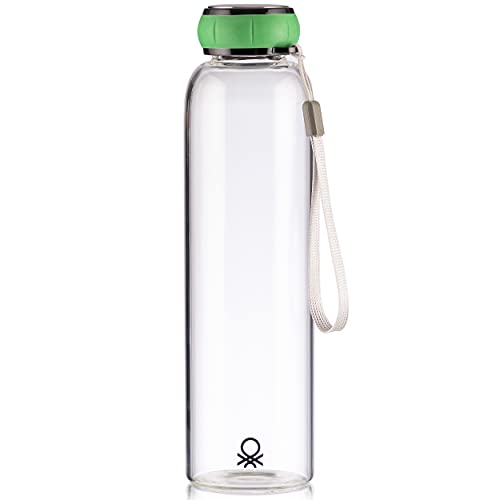 Botella De Agua 550Ml Vidrio Borosilicato Alta Resistencia Tapa Verde Rainbow - Benetton En Oferta United Colors Of Benetton Botella De Agua 550Ml Borosilicato Tapa Verde Casa Benetton