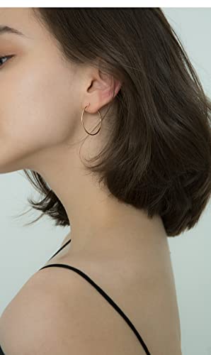 Chic 925 Sterling Silver Big Hoop Earrings Minimalist Round Circle Endless Large Huggie Hoops Statement Earrings 50/60/70/90mm Hypoallergenic Fashion Jewelry Gifts for Women Girls