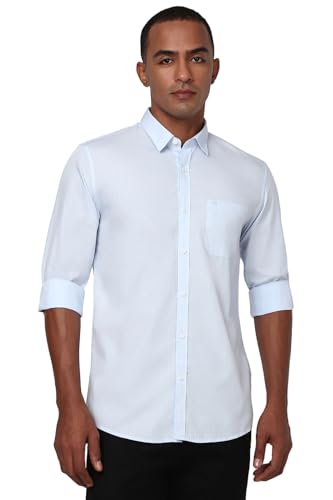 Image of Peter England Men's Solid Slim Fit Full Sleeve Casual Shirt| 100% Cotton