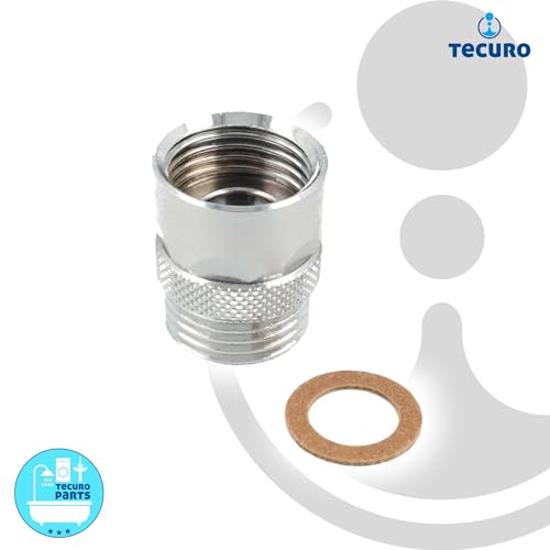 tecuro Verdrehsicherung für 1/2 Zoll Brauseschläuche und Handbrausen aus verchromtem Messing inklusive Gummidichtung