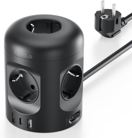 8 in 1 Steckdosenwürfel mit USB, Mehrfachsteckdose Würfel mit Schalter 5fach, Steckdosenleiste mit 3 USB, Mehrfachstecker mit Schalter, 2M Verlängerungskabe für Büro/Zuhause/Reisen